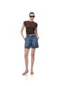Short Tiro Alto Denim índigo Oscuro Mujer Azul de Gef