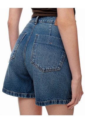 Short Tiro Alto Denim índigo Oscuro Mujer Azul