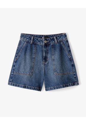 Short Tiro Alto Denim índigo Oscuro Mujer Azul