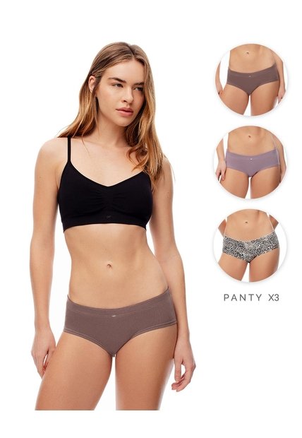 Panty Cachetero Algodón Tiro Medio X3unds Surtido Mujer Multicolor