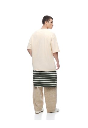 Camiseta Oversized Manga Corta Crema Hombre Beige
