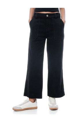 Jean Culotte Tiro Medio Negro Mujer Negro