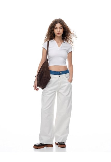 Polo Slim Algodón Blanca Mujer Blanco