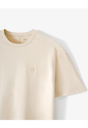 Camiseta Oversized Manga Corta Crema Hombre Beige
