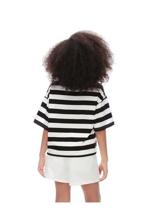 Camiseta Oversize Algodón Rayas Niña Negro