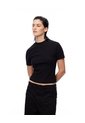 Camiseta Crop Slim Algodón Negra Mujer Negro de Gef