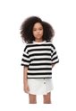 Camiseta Oversize Algodón Rayas Niña Negro de Gef