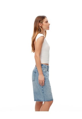 Bermuda Regular Tiro Medio Denim índigo Medio Mujer Azul Oscuro Gef