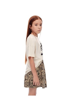 Falda Tiro Medio Capas Estampada Niña Marron