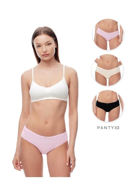 Panty Cachetero Algodón Tiro Medio X3unds Surtido Mujer Multicolor