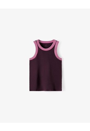 Camiseta Esqueleto Slim Rib Algodón Vinotinto Mujer Violeta