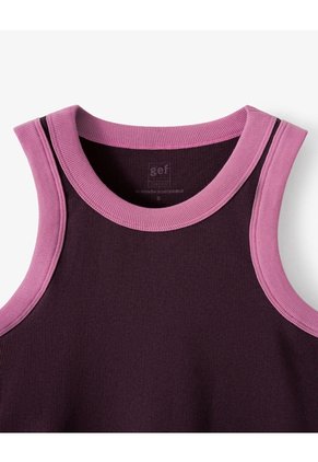 Camiseta Esqueleto Slim Rib Algodón Vinotinto Mujer Violeta