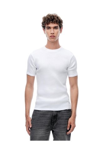 Camiseta Slim Rib Algodón Blanca Hombre Blanco Gef