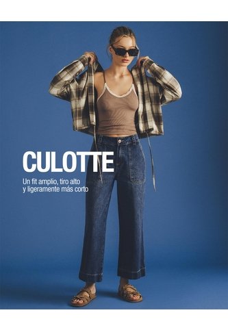 Jean Culotte Tiro Medio índigo Oscuro Mujer Azul Oscuro Gef
