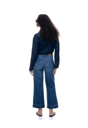 Jean Culotte Tiro Medio índigo Oscuro Mujer Azul Oscuro