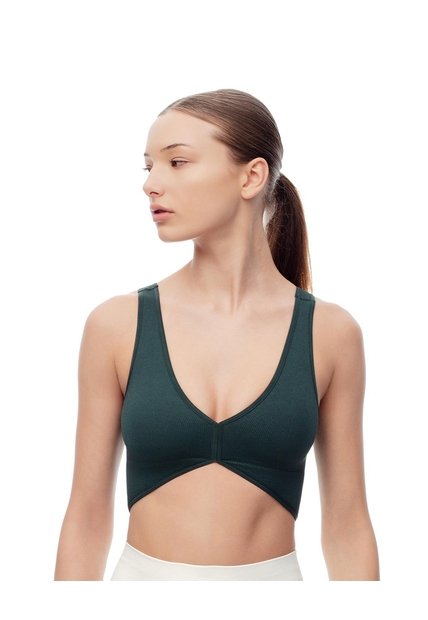 Top Deportivo Soporte Medio Seamless Uso 2 En 1 Verde Mujer Verde