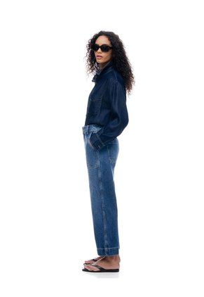 Jean Culotte Tiro Medio índigo Oscuro Mujer Azul Oscuro