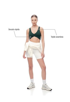Top Deportivo Soporte Medio Seamless Uso 2 En 1 Verde Mujer Verde