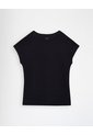 Camiseta Slim Manga Corta Negra Mujer Negro de Gef