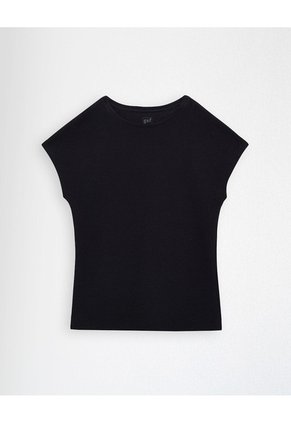 Camiseta Slim Manga Corta Negra Mujer Negro