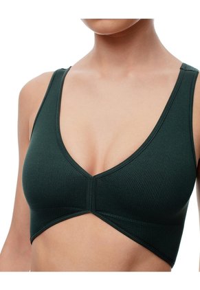 Top Deportivo Soporte Medio Seamless Uso 2 En 1 Verde Mujer Verde