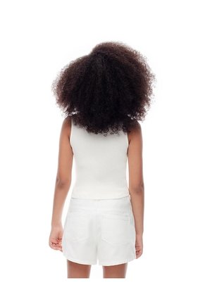 Camiseta Esqueleto Slim Rib Algodón Blanca Niña Blanco