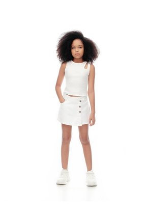 Camiseta Esqueleto Slim Rib Algodón Blanca Niña Blanco