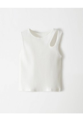 Camiseta Esqueleto Slim Rib Algodón Blanca Niña Blanco