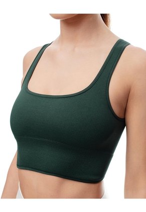 Top Deportivo Soporte Medio Seamless Uso 2 En 1 Verde Mujer Verde