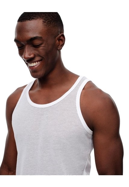 Camisilla Slim Malla Blanca Hombre Blanco