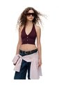 Crop Top Halter Slim Seamless Vinotinto Mujer Violeta de Gef