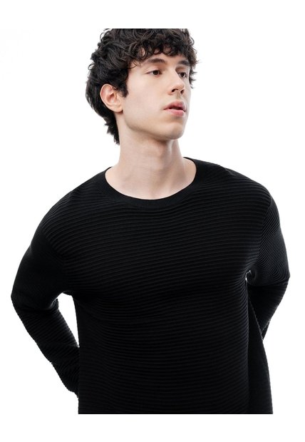Buzo Regular Tejido De Punto Algodón Negro Hombre Negro