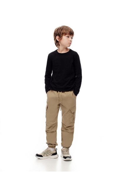Jogger Regular Algodón Habano Niño Marron