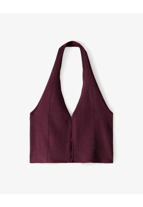 Crop Top Halter Slim Seamless Vinotinto Mujer Violeta
