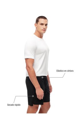 Pantaloneta Deportiva Secado Rápido Negra Hombre Negro