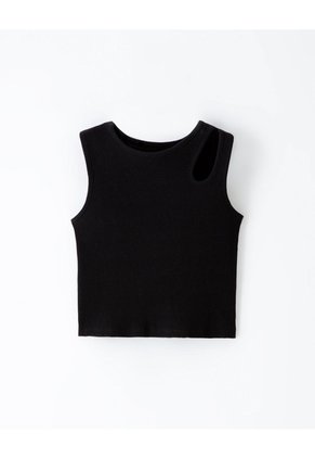 Camiseta Esqueleto Slim Rib Algodón Negra Niña Negro