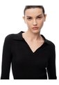 Camibuzo Tipo Polo Slim Tejido De Punto Negro Mujer Negro de Gef
