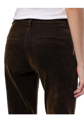 Jean Flare Tiro Alto Efecto Gamuza Café Mujer Marron
