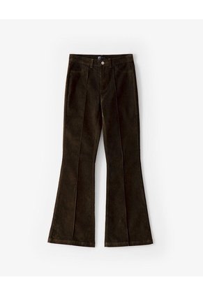 Jean Flare Tiro Alto Efecto Gamuza Café Mujer Marron