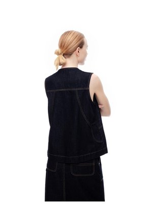 Chaleco Denim Anudado índigo Oscuro Mujer Azul