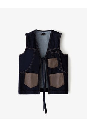 Chaleco Denim Anudado índigo Oscuro Mujer Azul