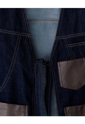 Chaleco Denim Anudado índigo Oscuro Mujer Azul