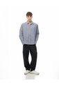 Camisa Manga Larga Oversize Algodón Cuadros Hombre Azul de Gef