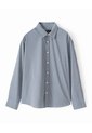 Camisa Manga Larga Oversize Algodón Cuadros Hombre Azul de Gef