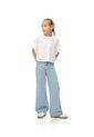 Jean Wide Leg Tiro Medio Brillos índigo Claro Niña Azul Oscuro de Gef