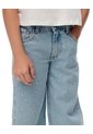 Jean Wide Leg Tiro Medio Brillos índigo Claro Niña Azul Oscuro de Gef