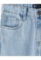 Jean Wide Leg Tiro Medio Brillos índigo Claro Niña Azul Oscuro de Gef
