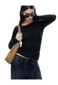 Camibuzo Slim Algodón Negra Mujer Negro de Gef
