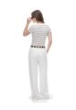 Camiseta Slim Manga Corta Crudo Rayas Mujer Beige de Gef