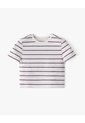 Camiseta Slim Manga Corta Crudo Rayas Mujer Beige de Gef